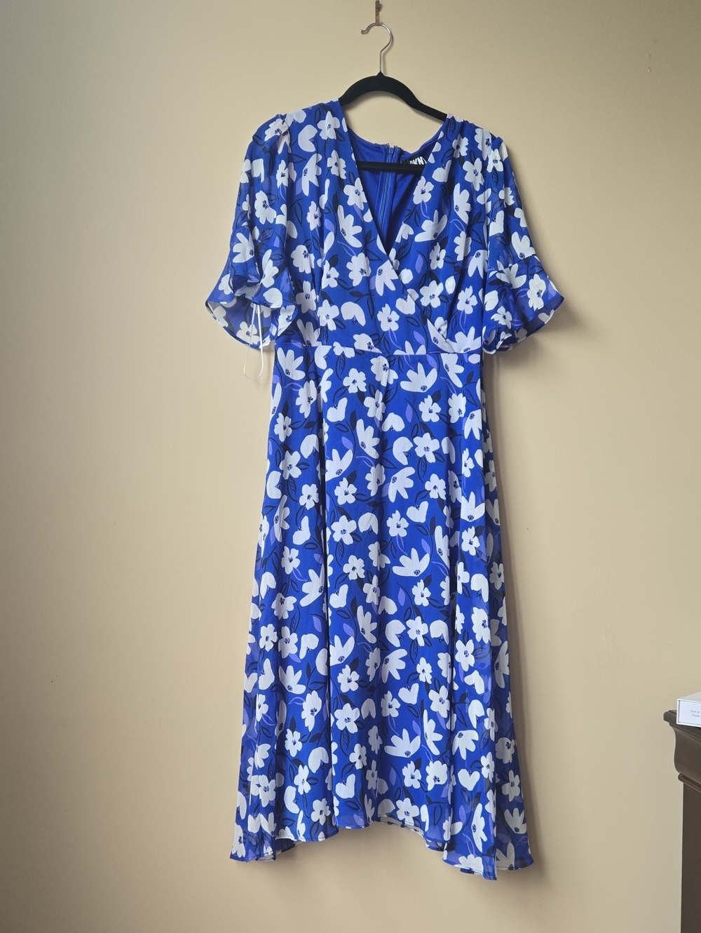 DKNY Blue and White Floral Maxi Dress